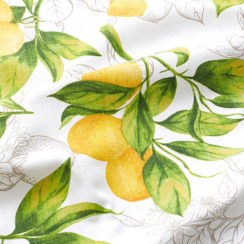 Tissu de décoration Panama Citrons – blanc/jaune citron,  image number 2