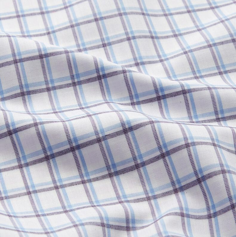 Tissu pour chemise à carreaux décalés – blanc/bleu clair,  image number 2