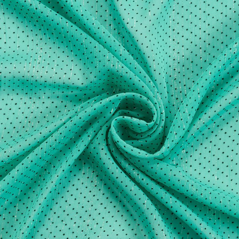 Mousseline Rayures et pois pailletés – turquoise,  image number 3