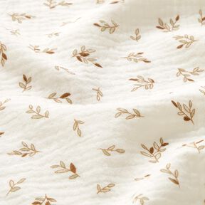 Tissu double gaze de coton Petites branches | by Poppy – ivoire/brun faon, 