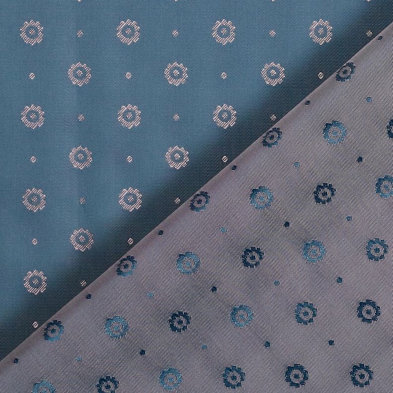 Tissu de doublure Jacquard Changée Fleurs et Pois – bleu jean,  image number 4