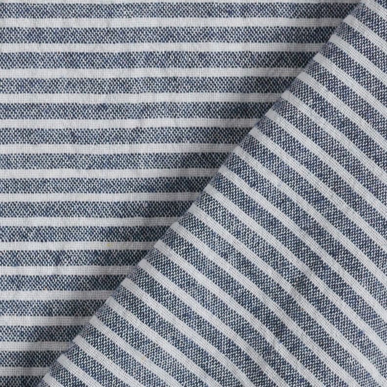 Tissu en coton aspect lin Fines rayures – blanc/bleu marine,  image number 4