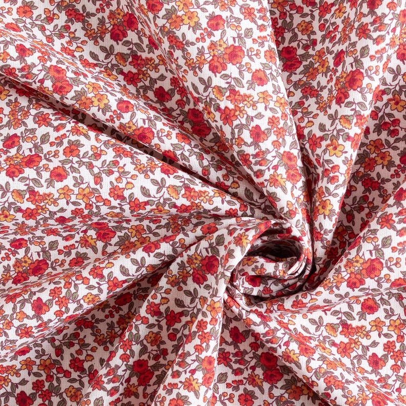 Tissu en coton Cretonne Fleurs nombreuses – orange/blanc,  image number 3