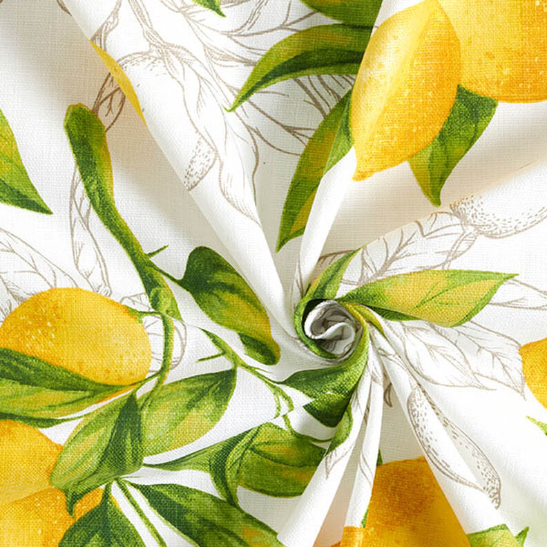 Tissu de décoration Panama Citrons – blanc/jaune citron,  image number 3