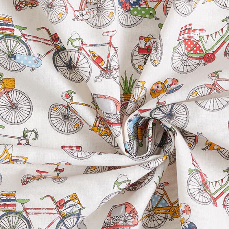 Tissu en coton Cretonne Vélos rétro – écru,  image number 3