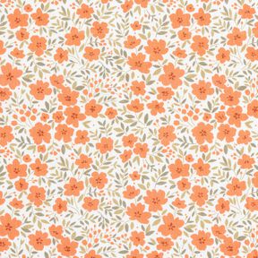 Tissu de décoration Satin de coton Mer de fleurs – orange pêche/blanc, 