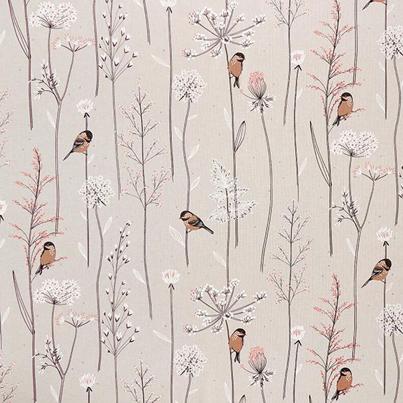 Tissu de décoration Semi-panama Oiseaux et branches – nature,  image number 1