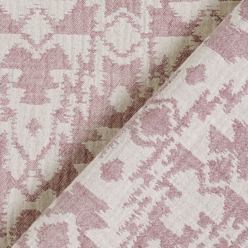 Tissu double gaze de coton Motif aztèque jacquard | by Poppy vieux rose foncé/gris brume,  image number 6