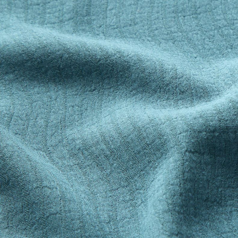 Mélange lin coton Jacquard Motif de vagues – bleu pigeon,  image number 2