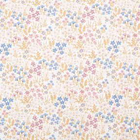 Coton enduit Prairie fleurie multicolore – blanc/violet pastel, 