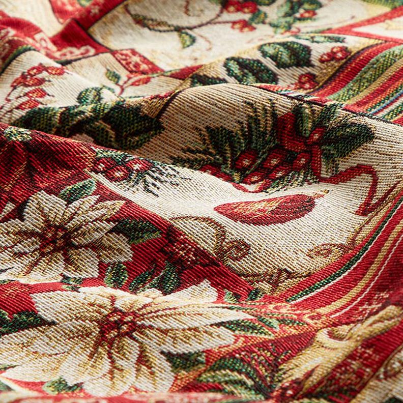 Tissu de décoration Gobelin Motifs de Noël – crème/rouge,  image number 2