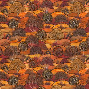 Tissu déco semi-panama Impression numérique paysage d’automne – bronze/orange, 