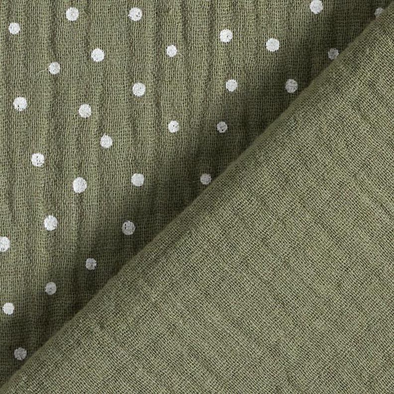 Tissu double gaze de coton Petits points – olive clair/blanc,  image number 4