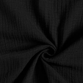 GOTS Tissu double gaze de coton | Tula – noir, 