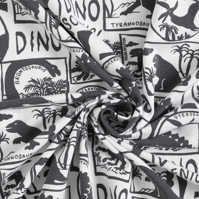 Jersey coton Patchs dinosaures | by Poppy blanc/anthracite,  image number 3