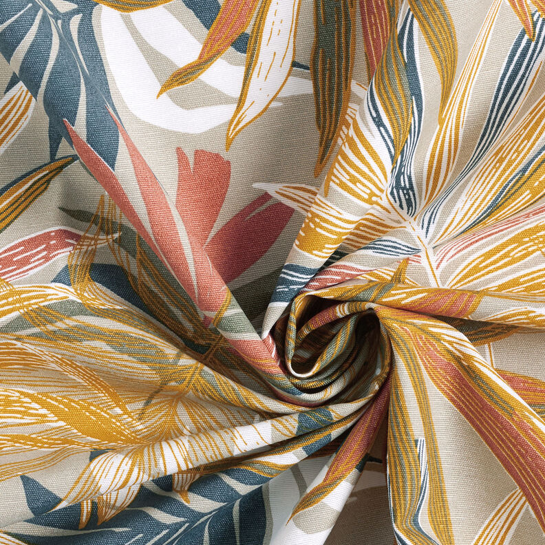 Tissu de décoration Canvas Feuilles de jungle 280 cm – taupe clair/cuivre,  image number 3