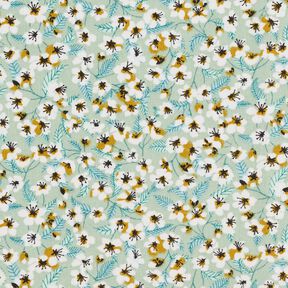 Coton enduit Fleurs – menthe clair/blanc, 