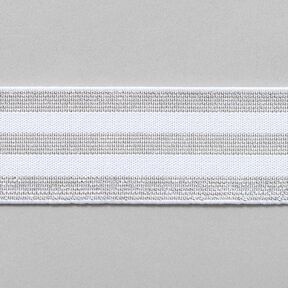 Ruban élastique à rayures [40 mm] – blanc/argent, 