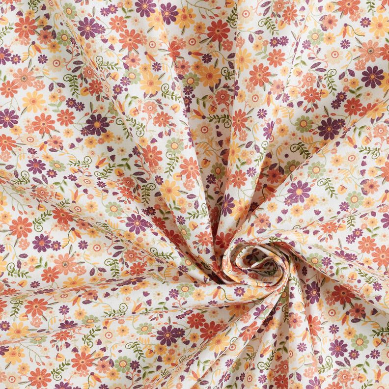 Tissu en coton Cretonne Petites fleurs dispersées – merlot/blanc,  image number 3