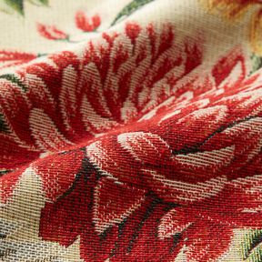 Tissu de décoration Gobelin Grandes fleurs – beige clair/rouge, 