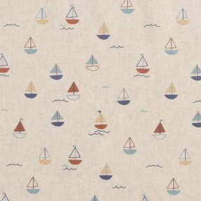 Tissu de décoration Semi-panama Voyage en bateau – nature/bleu, 