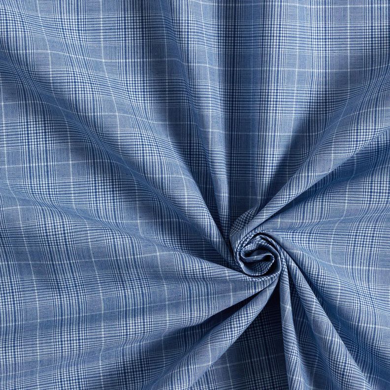 Tissu pour chemise à carreaux fins – blanc/bleu jean,  image number 3