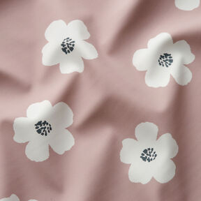 Tissu pour veste de pluie Grandes fleurs – vieux rose, 