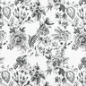 Tissu de décoration Semi-panama Fleurs pittoresques – blanc/noir,  thumbnail number 1