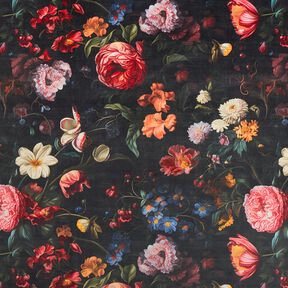 Velours de décoration Fleurs romantiques – anthracite/rosé, 