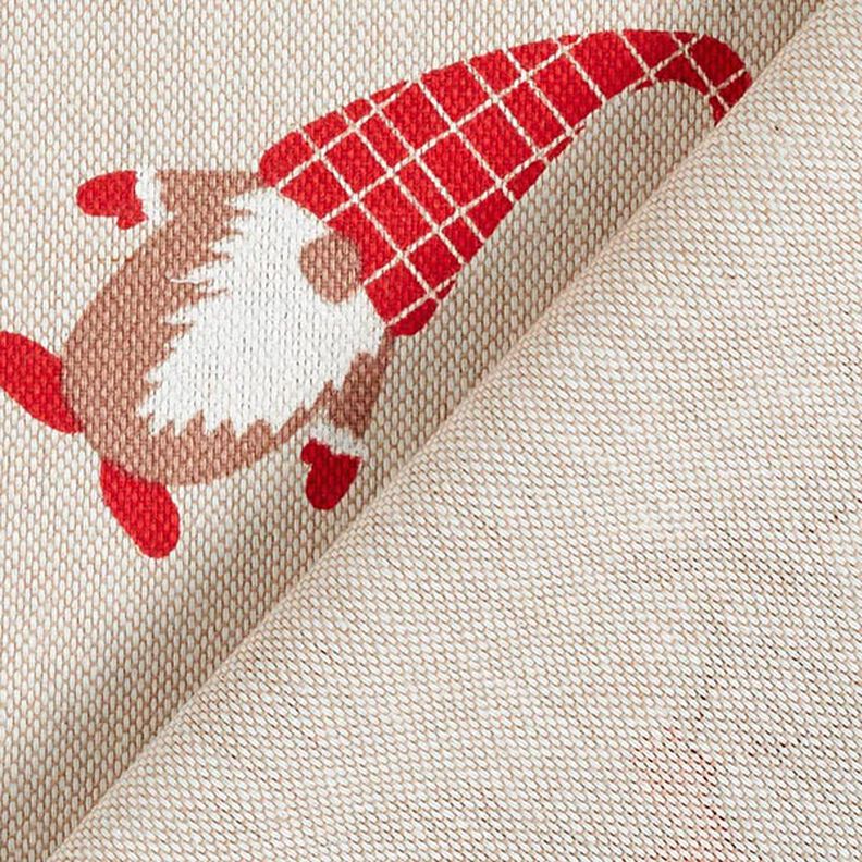 Tissu de décoration Semi-panama Lutins et rennes – beige/rouge,  image number 4