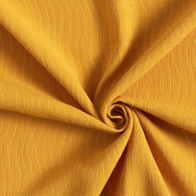 Mélange lin coton Jacquard Motif de vagues – jaune curry,  image number 4