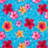 Tissus pour maillot de bain Fleurs hawaïennes – bleu/rose intense,  thumbnail number 1