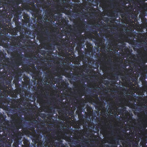 Jersey coton Univers scintillant Impression numérique – noir/lilas rouge, 