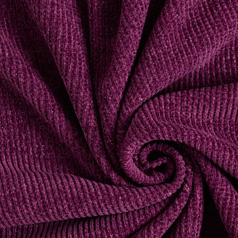 Chenille à paillettes – aubergine/argent métallisé,  image number 3