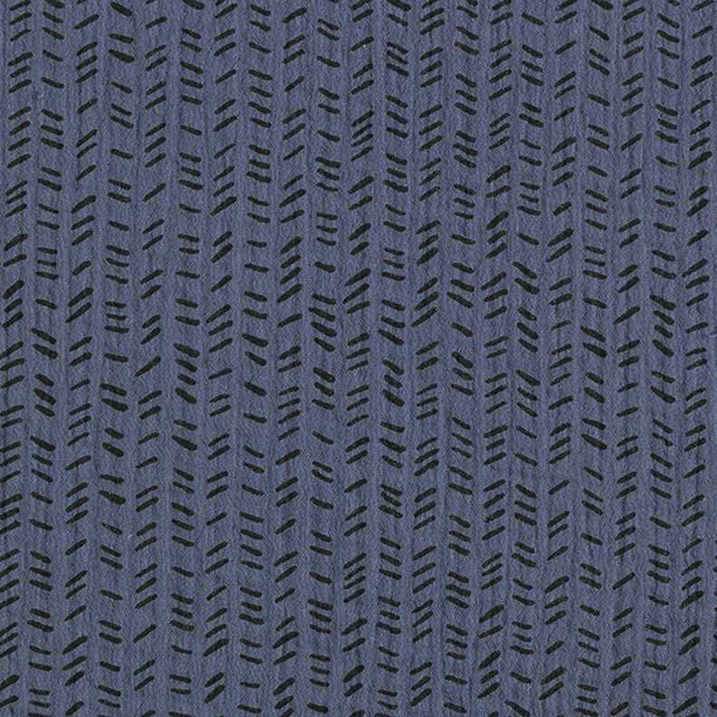 Tissu double gaze de coton Hachure zigzag – bleu nuit,  image number 1