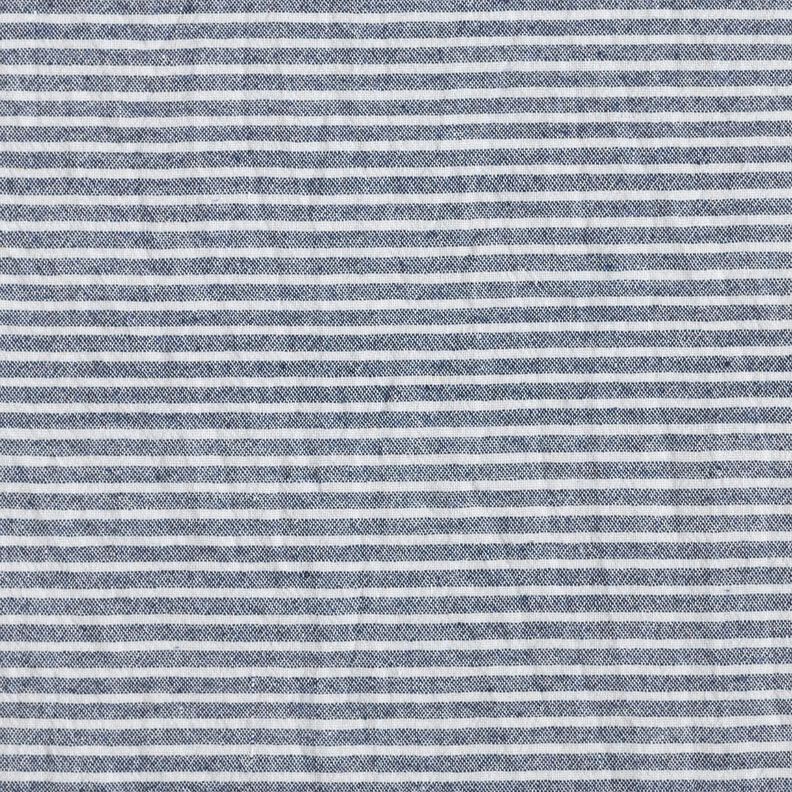 Tissu en coton aspect lin Fines rayures – blanc/bleu marine,  image number 1