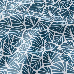 Coton enduit Mini feuilles abstraites – bleu océan/blanc, 