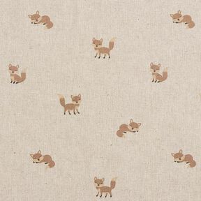 Tissu de décoration Semi-panama Petits renards – nature/caramel, 