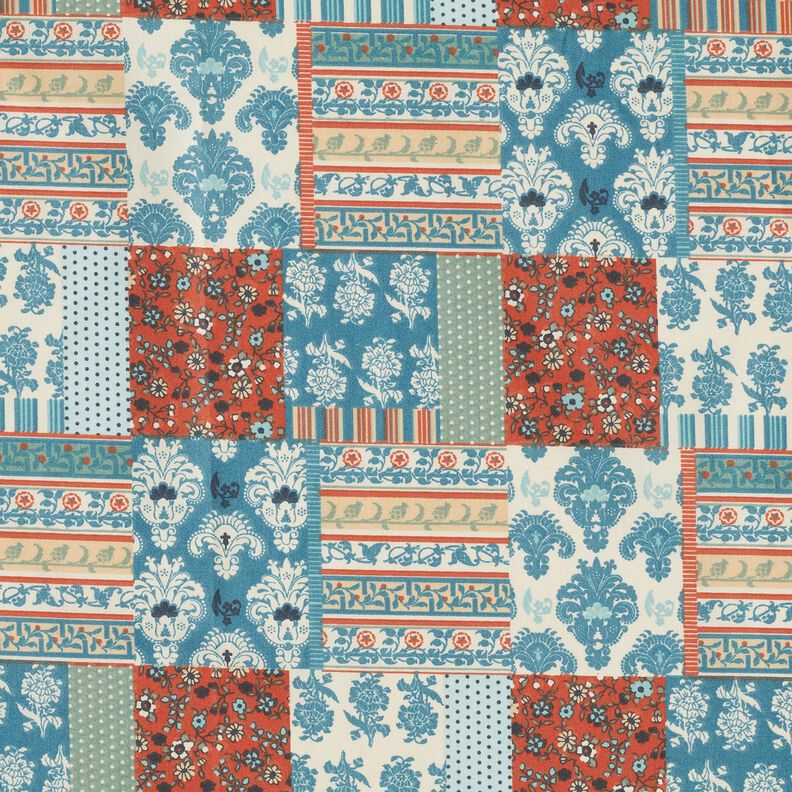 Tissu en coton Cretonne Patchwork floral – bleu,  image number 1