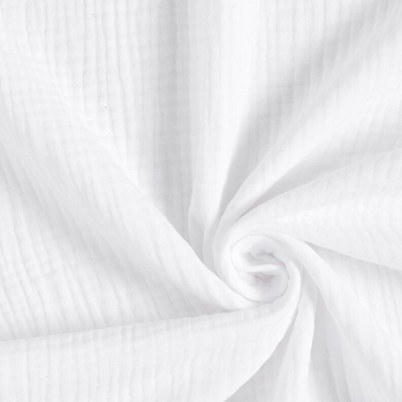 Tissu triple gaze de coton Uni – blanc,  image number 1