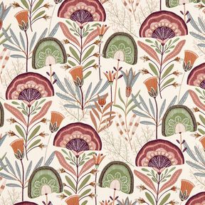 Tissu de décoration Sergé coton Floral – écru/pin, 