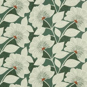 Tissu de décoration Semi-panama Grandes fleurs – vert, 