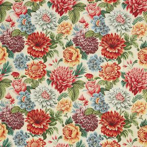 Tissu de décoration Gobelin Grandes fleurs – beige clair/rouge, 