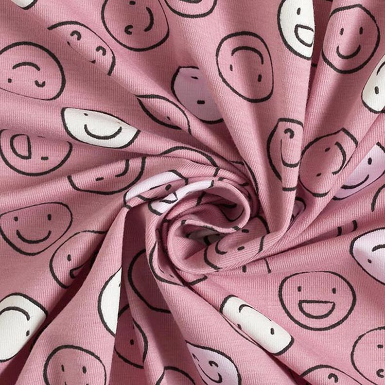 Jersey coton Smiley scintillant dans la nuit – vieux rose,  image number 5