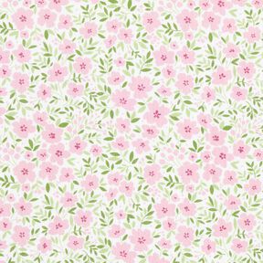 Tissu de décoration Satin de coton Mer de fleurs – rose clair/blanc, 