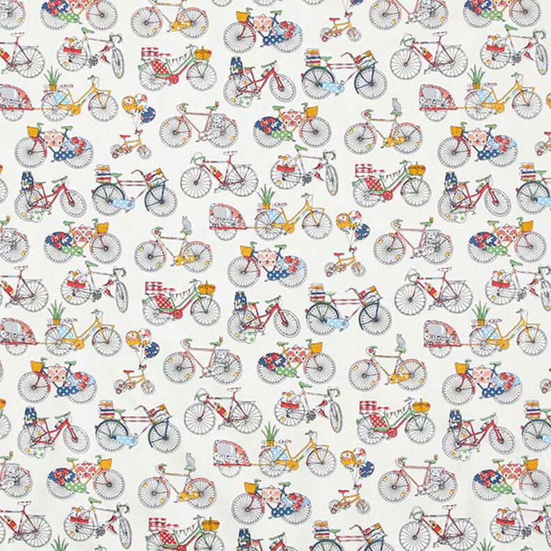 Tissu en coton Cretonne Vélos rétro – écru,  image number 1