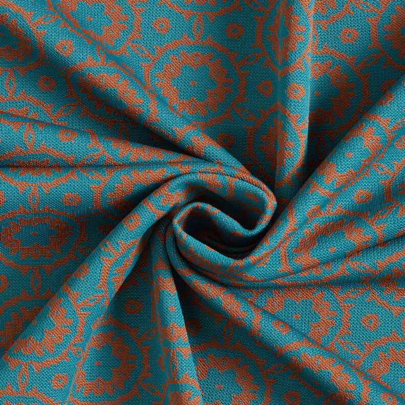 Jacquard en maille Décorations florales – pétrole/brun faon,  image number 3