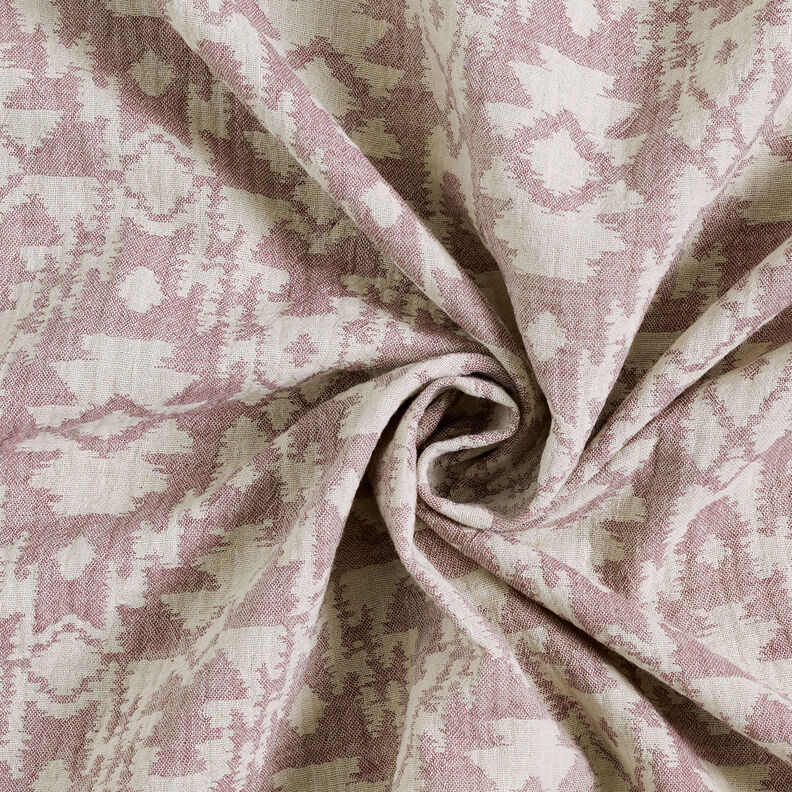 Tissu double gaze de coton Motif aztèque jacquard | by Poppy vieux rose foncé/gris brume,  image number 5