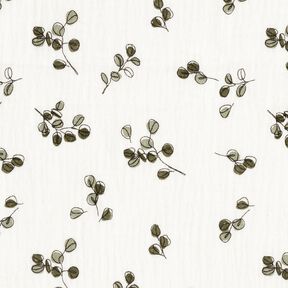 Tissu double gaze de coton Eucalyptus gribouillés – ivoire, 