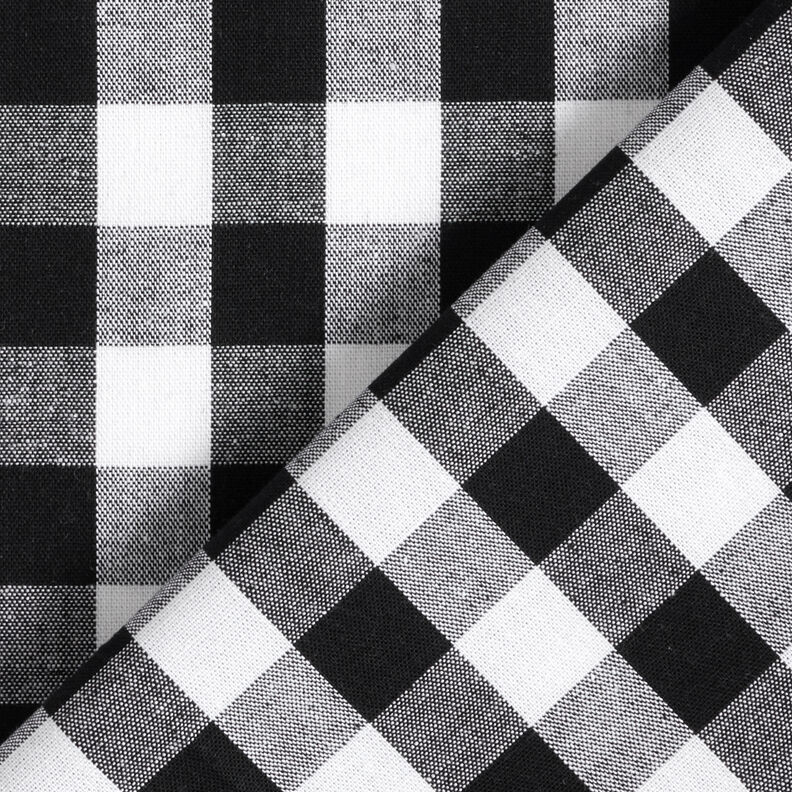 Tissu en coton Vichy à carreaux 1,7 cm – noir/blanc,  image number 4